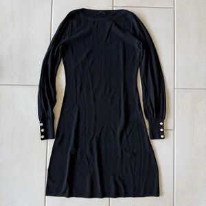 Ann Taylor Black Long Sleeve Dress with Button Cuffs - XS